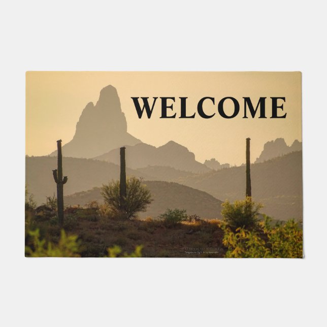 Southwest Desert Mountain Weaver's Needle Arizona Doormat (Front)