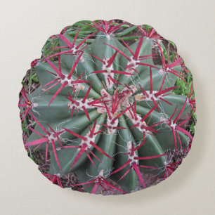 Southwest Desert Plant Photo Red Barrel Cactus Round Pillow