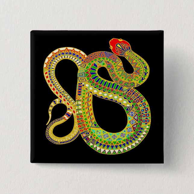 Southwest Desert Rattler 2 Inch Square Button (Front)