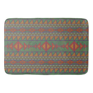 Southwest Desert Sagebrush Green Geometric Design Bath Mat