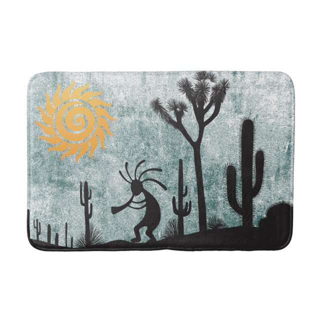 Southwest Desert Sun Kokopelli  Bath Mat (Front)
