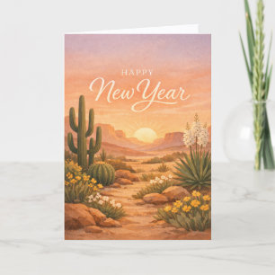 Southwest Desert Sunrise New Year Holiday Card