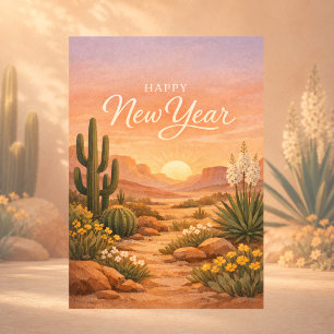 Southwest Desert Sunrise New Year Holiday Card