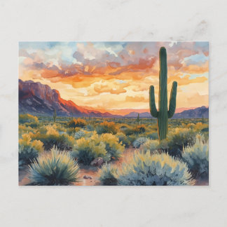 Southwest Desert Sunrise with Saguaro Cactus Postcard