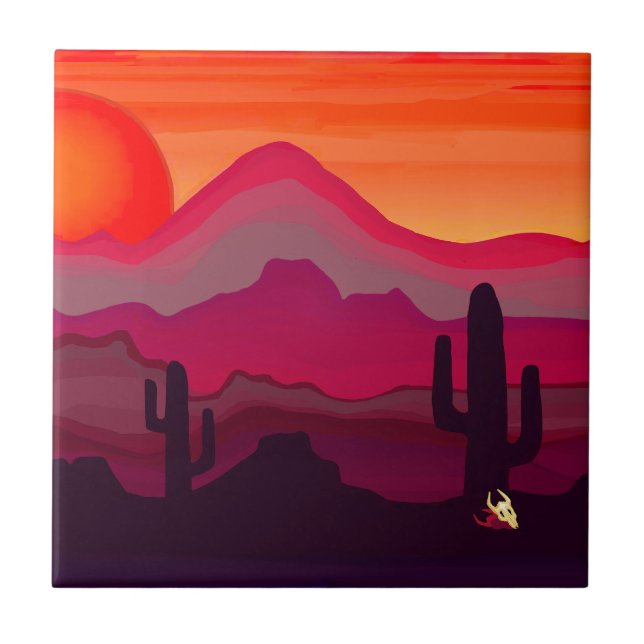 Southwest Desert Sunset Tile (Front)