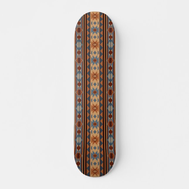 Southwest Design Adobe Gray Brown Tribal Pattern Skateboard (Front)