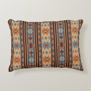 Southwest Design Adobe Grey Brown Tribal Pattern Accent Pillow