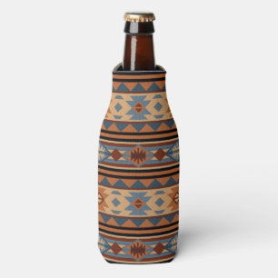 Southwest Design Adobe Grey Brown Tribal Pattern Bottle Cooler