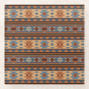 Southwest Design Adobe Grey Brown Tribal Pattern Glass Coaster