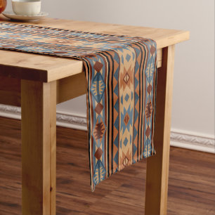 Southwest Design Adobe Grey Brown Tribal Pattern Long Table Runner