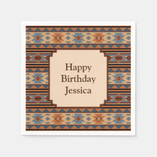 Southwest Design Adobe Grey Brown Tribal Pattern Napkin