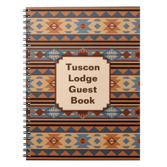 Southwest Design Adobe Grey Brown Tribal Pattern Notebook (Front)