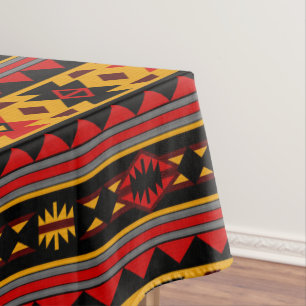 Southwest Design Bold Red Black Gold Tablecloth