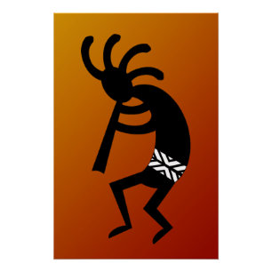 Southwest Design Desert Sunset Kokopelli Poster