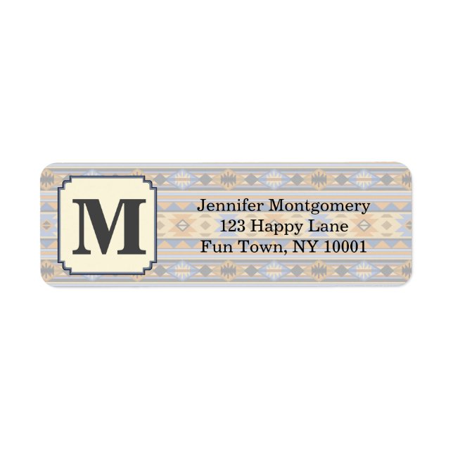 Southwest Design Gold Blue Grey Tribal Motif (Devant)