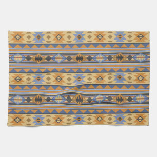 Southwest Design Gold Blue Grey Tribal Pattern Kitchen Towel