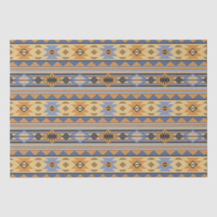 Southwest Design Gold Blue Grey Tribal Pattern Tissue Paper
