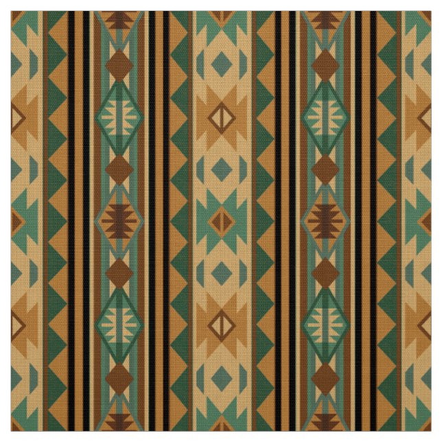 Southwest Design Green Brown Tan Fabric (Swatch)
