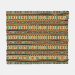 Southwest Design Green Brown Tan Fleece Blanket