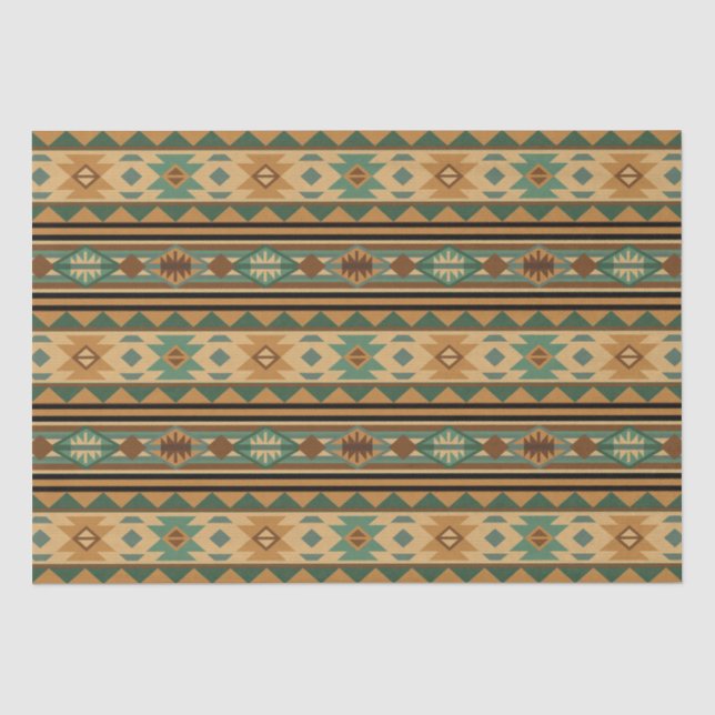 Southwest Design Green Brown Tan Tissue Paper (Front)