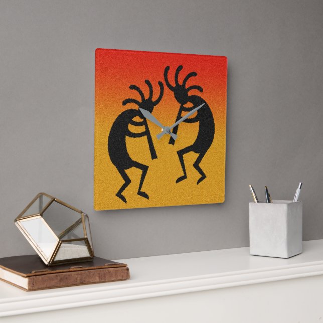 Southwest Design Kokopelli Square Wall Clock (Office)