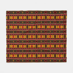 Southwest Design Red Black Gold Tribal Pattern Fleece Blanket