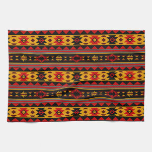 Southwest Design Red Black Gold Tribal Pattern Kitchen Towel