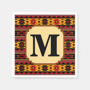 Southwest Design Red Black Gold Tribal Pattern Napkin