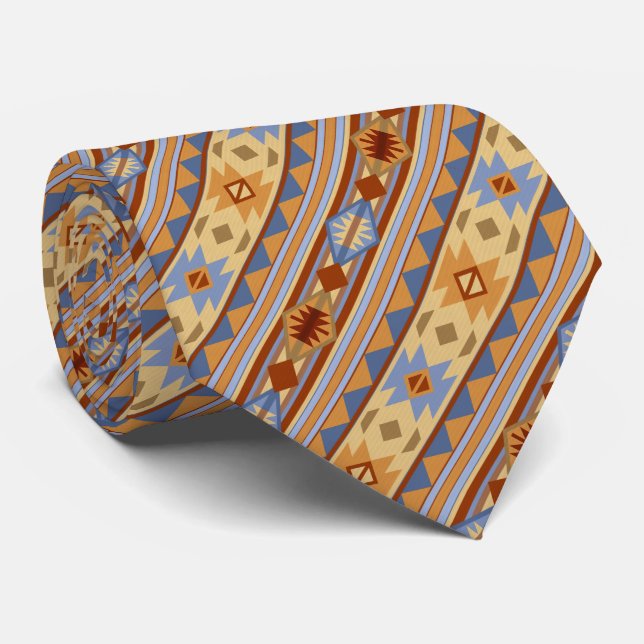Southwest Design Rust Grey Gold Tie (Rolled)
