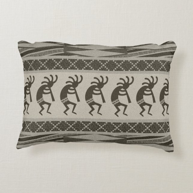 Southwest Design Tribal Dancing Kokopelli Decorative Pillow (Back)