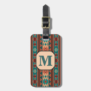 Southwest Design Turquoise Terracotta Monogram Luggage Tag