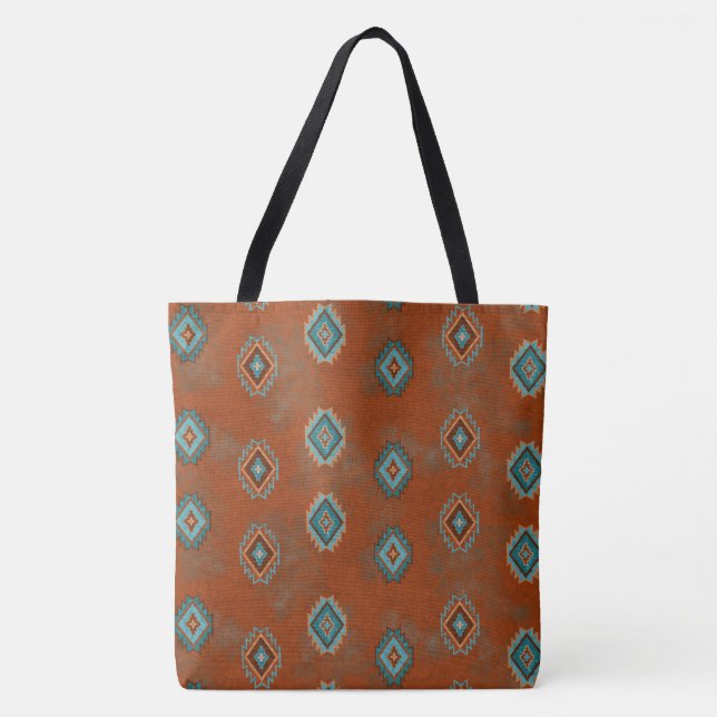 Southwest Diamonds Geometric Pattern Tote Bag (Front)
