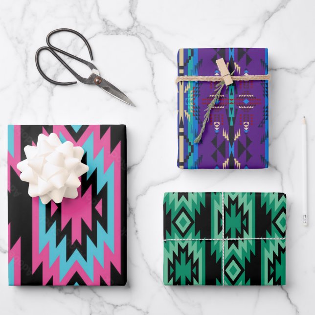 Southwest Dreams: A Geometric Pattern Graphic Wrapping Paper Sheet (Front)