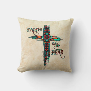 Southwest Faith Over Fear Throw Pillow