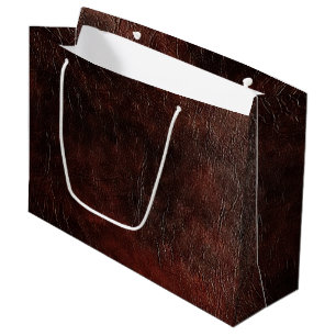 Southwest Faux Brown Leather Cowhide Large Gift Bag