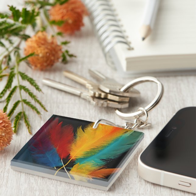 Southwest Feather Abstract Keychain (Front Right)