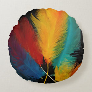Southwest Feather Abstract Round Pillow