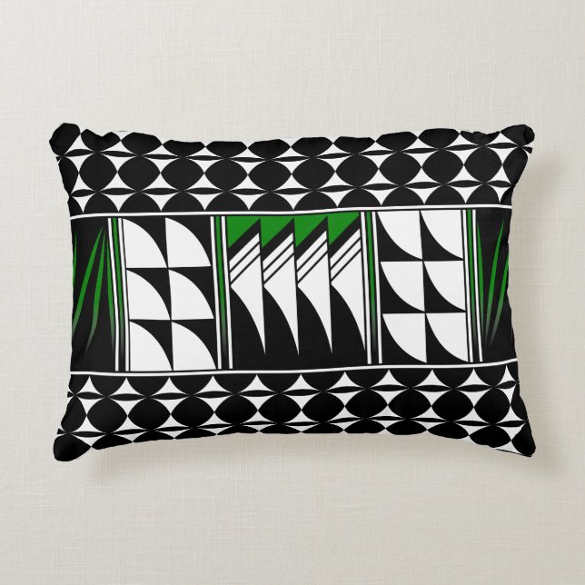 Southwest Feather Blessing in Green Accent Pillow (Front)