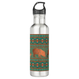 Southwest Fun Javelina Family Copper Teal 710 Ml Water Bottle