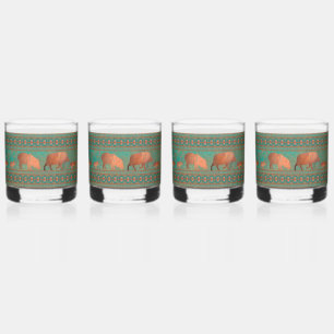 Southwest Fun Javelina Family Copper Teal Whiskey Glass