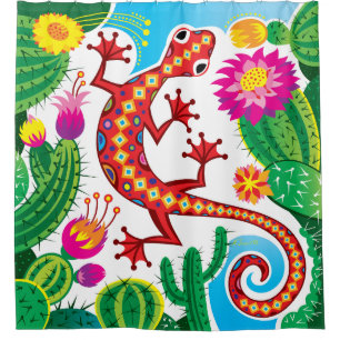 Southwest Gecko with Cactus Blossoms