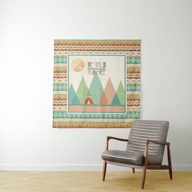 Southwest Geo II| Be Wild and Free Tapestry (In Situ (Horizontal))