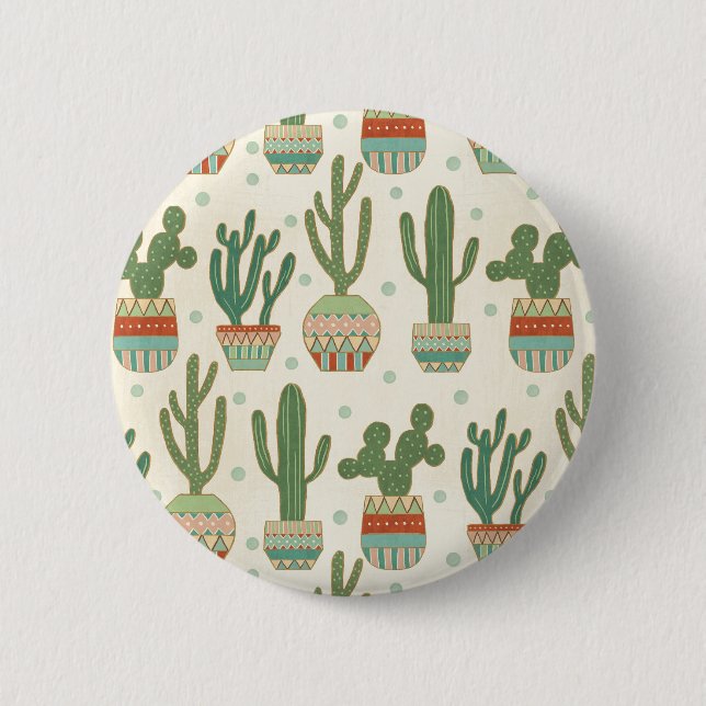 Southwest Geo Step | Cactus Pattern 2 Inch Round Button (Front)