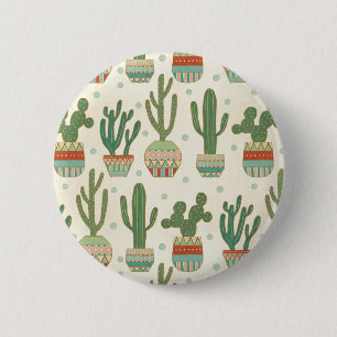 Southwest Geo Step Cactus Pattern 2 Inch Round Button