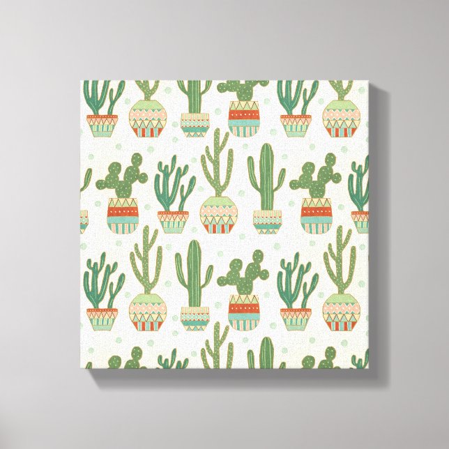 Southwest Geo Step | Cactus Pattern Canvas Print (Front)