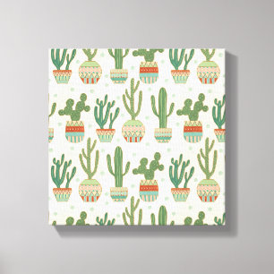 Southwest Geo Step   Cactus Pattern Canvas Print