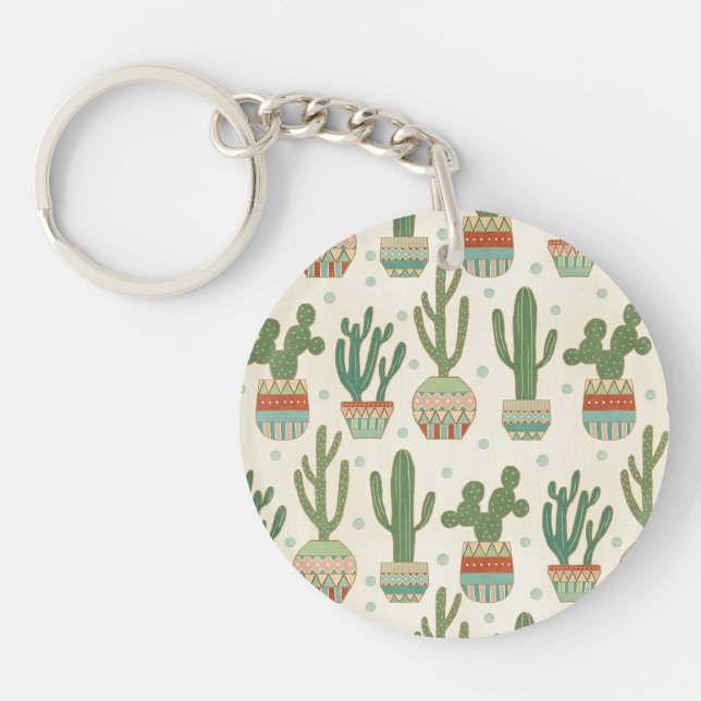 Southwest Geo Step | Cactus Pattern Keychain (Front)