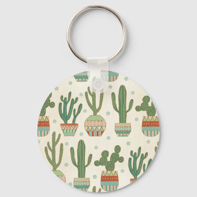 Southwest Geo Step | Cactus Pattern Keychain (Front)
