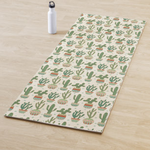 Southwest Geo Step   Cactus Pattern Yoga Mat
