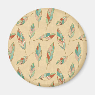 Southwest Geo Step Coral Feather Pattern Magnet